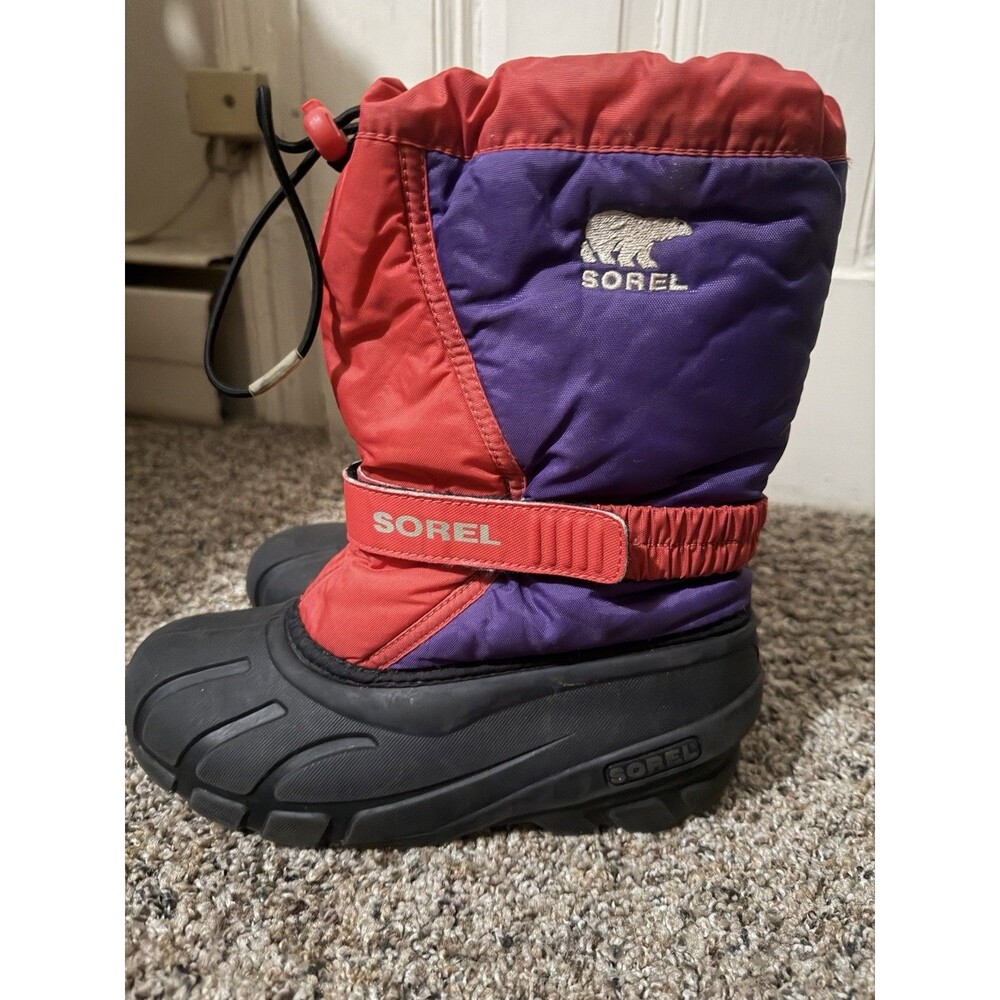 Sorel Flurry Youth Size 4 Waterproof Insulated Winter Snow Boots Red Purple